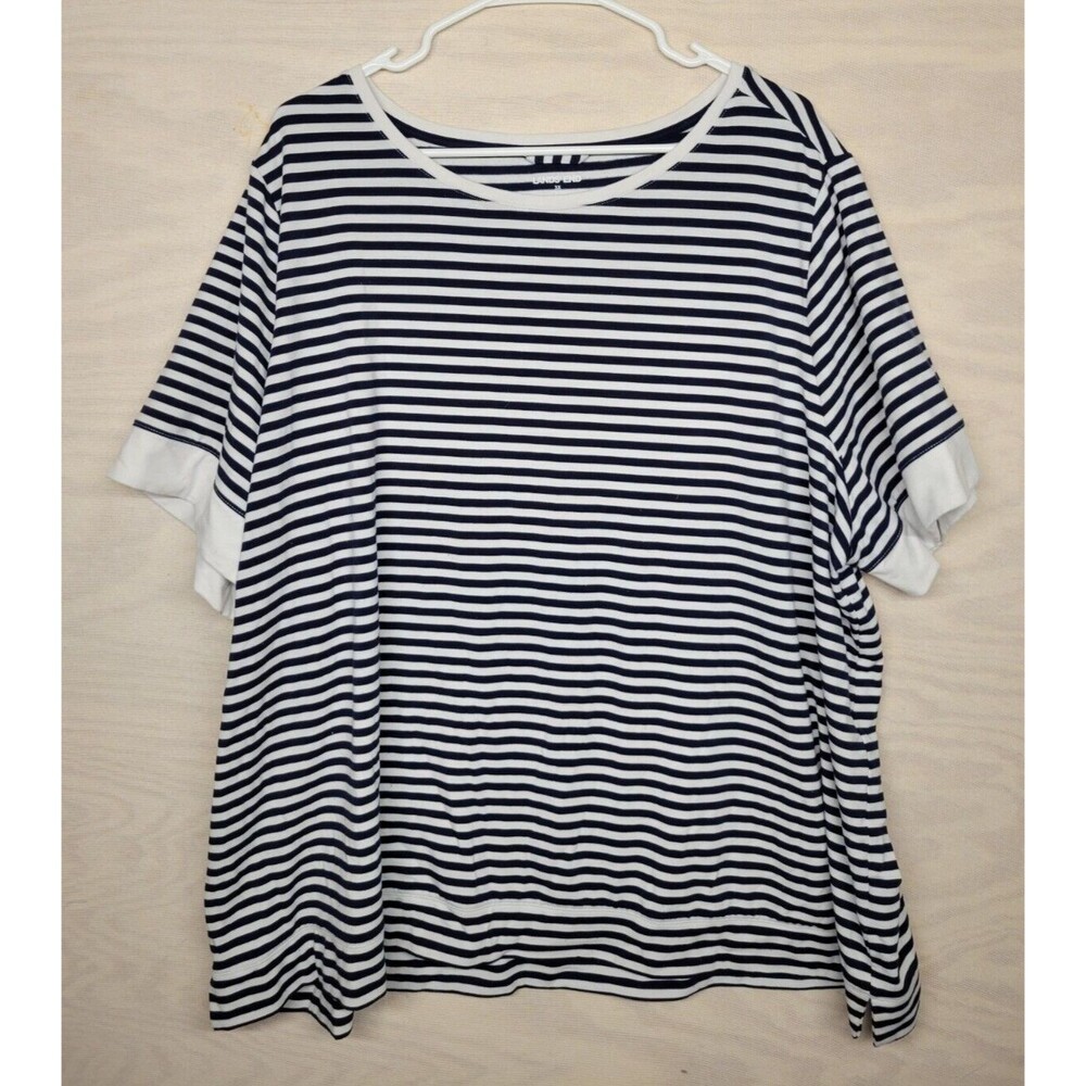 Lands End Woman's Plus Size 3X Blouse T Shirt Short Sleeve Striped 24W - 26W
